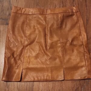 Love Riche Tan Leather Mini Skirt